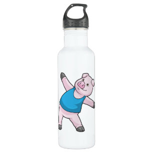 Pig at Yoga Stretching Stainless Steel Water Bottle