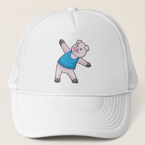 Pig at Yoga Stretching Trucker Hat