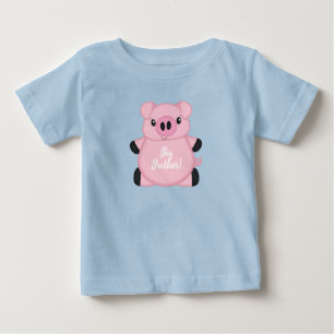 Pig Baby Shower Farm Blue Boy Baby T-Shirt