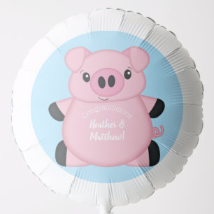 Pig Baby Shower Farm Blue Boy Balloon