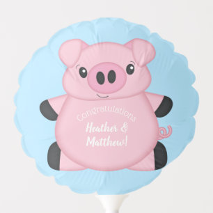 Pig Baby Shower Farm Blue Boy Balloon