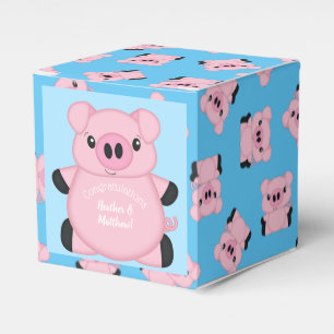 Pig Baby Shower Farm Blue Boy Favor Boxes