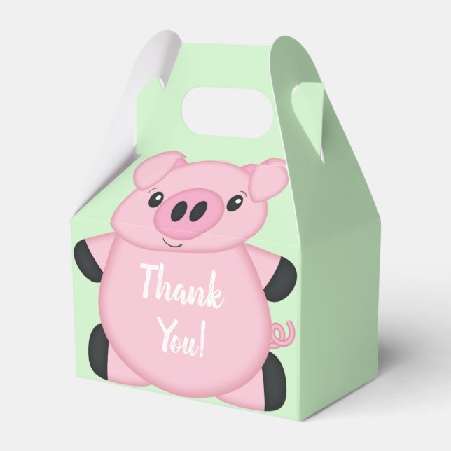 Pig Baby Shower Farm Favor Boxes (Front Side)