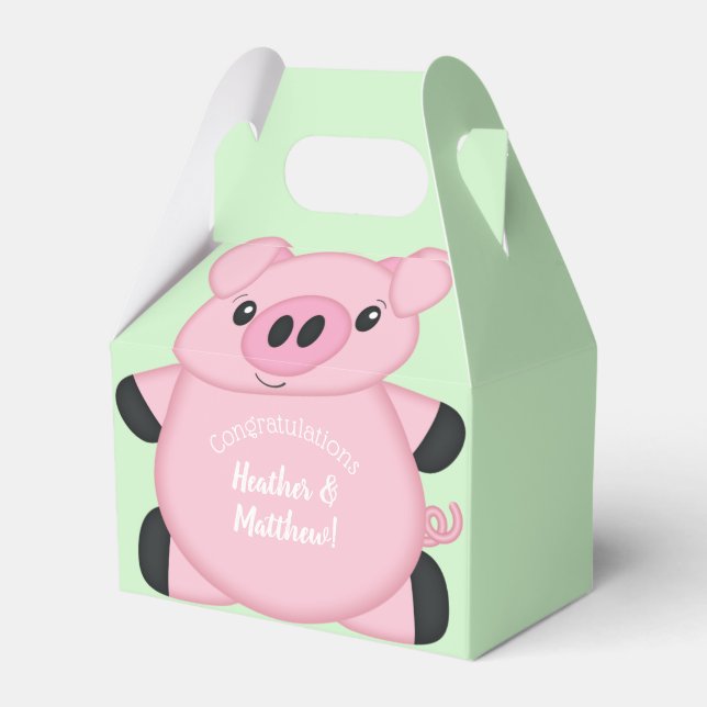 Pig Baby Shower Farm Favor Boxes (Front Side)