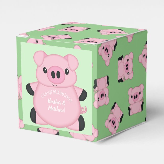 Pig Baby Shower Farm Favor Boxes (Front Side)