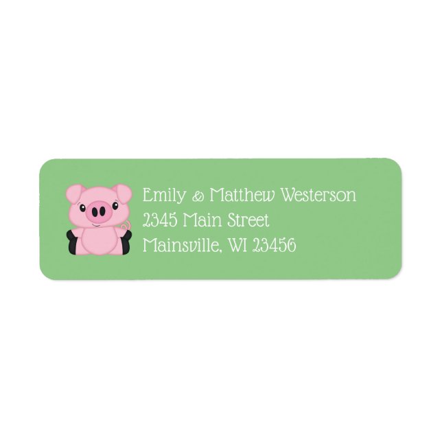 Pig Baby Shower Farm Label (Front)