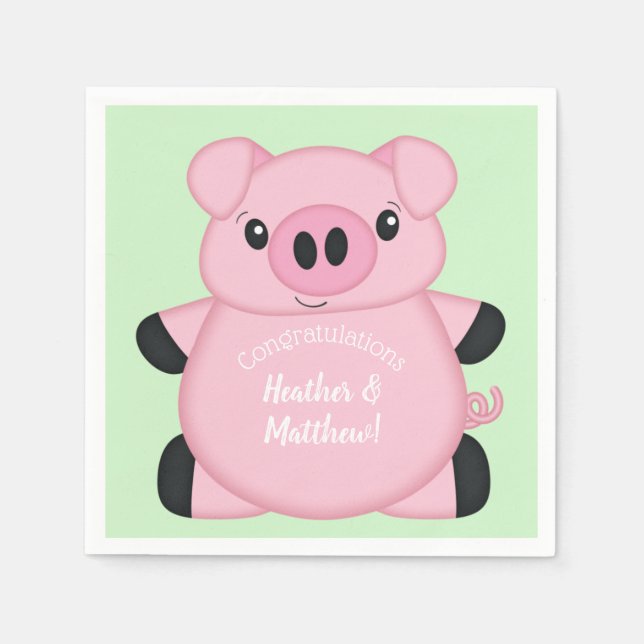 Pig Baby Shower Farm Napkins (Front)