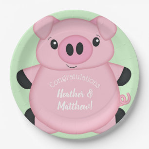 Pig Baby Shower Farm Paper Plates