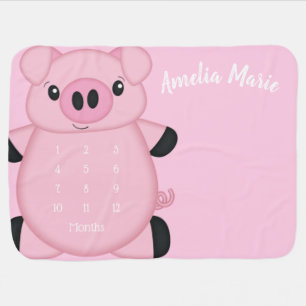 Pig Baby Shower Farm Pink Girl Baby Blanket
