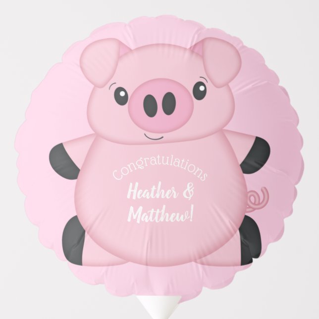 Pig Baby Shower Farm Pink Girl  Balloon (Front)