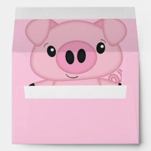 Pig Baby Shower Farm Pink Girl  Envelope