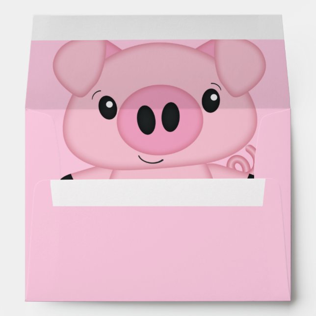 Pig Baby Shower Farm Pink Girl  Envelope (Back (Bottom))