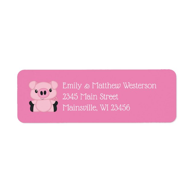 Pig Baby Shower Farm Pink Girl  Label (Front)