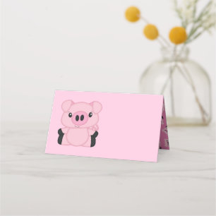 Pig Baby Shower Farm Pink Girl  Place Card