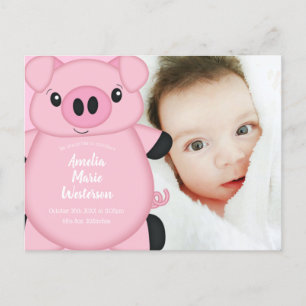 Pig Baby Shower Farm Pink Girl  Postcard