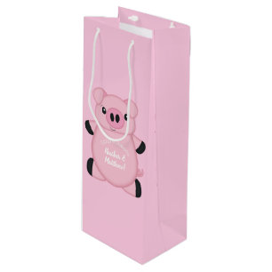 Pig Baby Shower Farm Pink Girl Wine Gift Bag