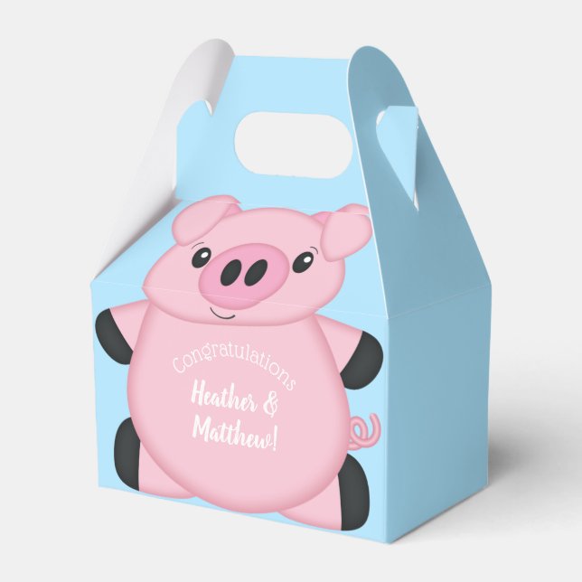 Pig Baby Shower Favor Boxes (Front Side)