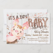 Pig Baby Shower invitation, Boy, Farm Invitation (Front)