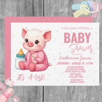 Pig Baby Shower Pink Girl Farm Invitation