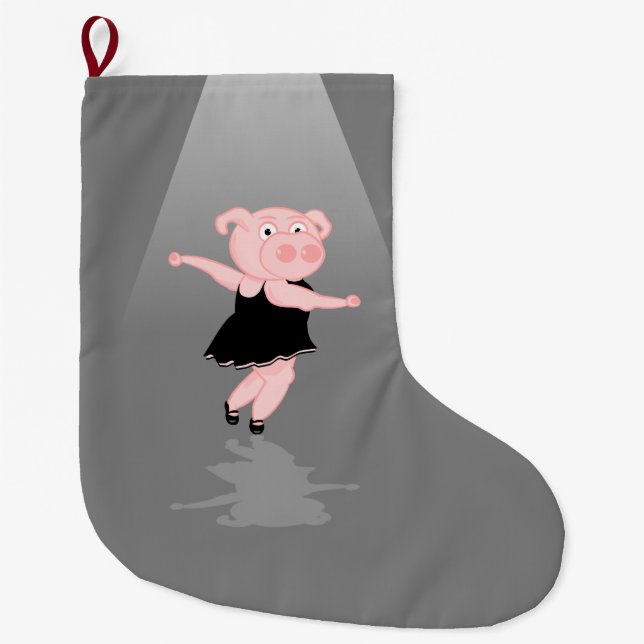 Pig Ballerina Large Christmas Stocking (Front)