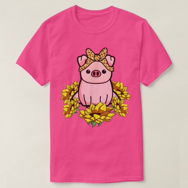 Pig Bandana Sunflower 4396  T-Shirt (Design Front)