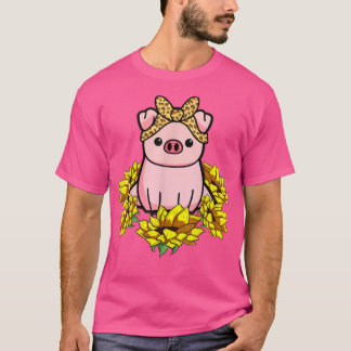Pig Bandana Sunflower 4396  T-Shirt