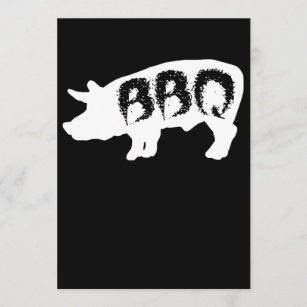 Pig Bbq Love Summer Cookout Grill Cow Steak Party Invitation