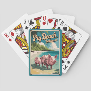 Pig Beach Bahamas Travel Art Vintage Poker Cards