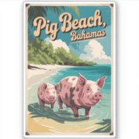 Pig Beach Bahamas Travel Art Vintage