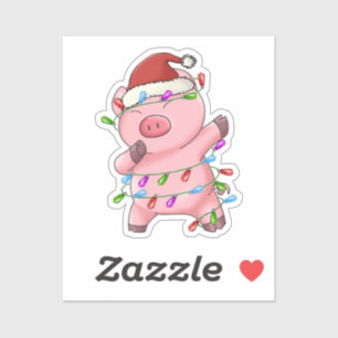 Pig Bear dab dabbin favorite Christmas lights Sticker