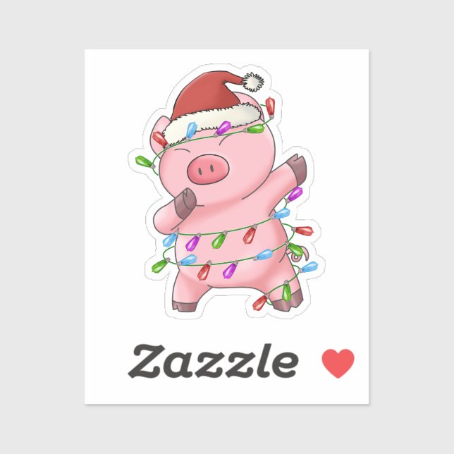 Pig Bear dab dabbin favorite Christmas lights Sticker (Sheet)