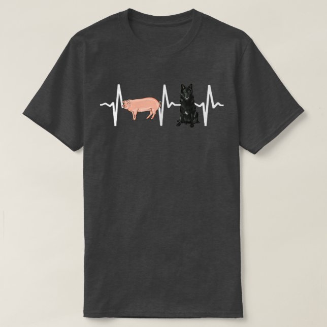 Pig Belgian Sheepdog Heartbeat Dog Lover  T-Shirt (Design Front)