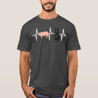 Pig Belgian Sheepdog Heartbeat Dog Lover  T-Shirt