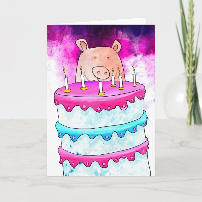 Pig Birthday Card (Front)