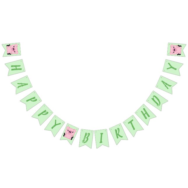 Pig Birthday Party Bunting Flags (All)