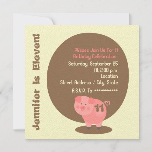 Pig Birthday Party Invitation