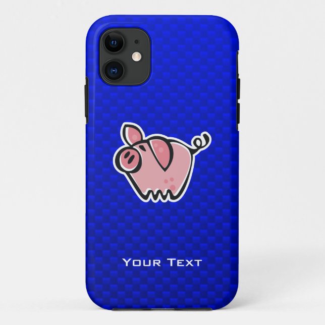 Pig; Blue Case-Mate iPhone Case (Back)