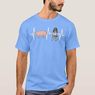 Pig Bluetick Coonhound Heartbeat Dog Lover  T-Shirt