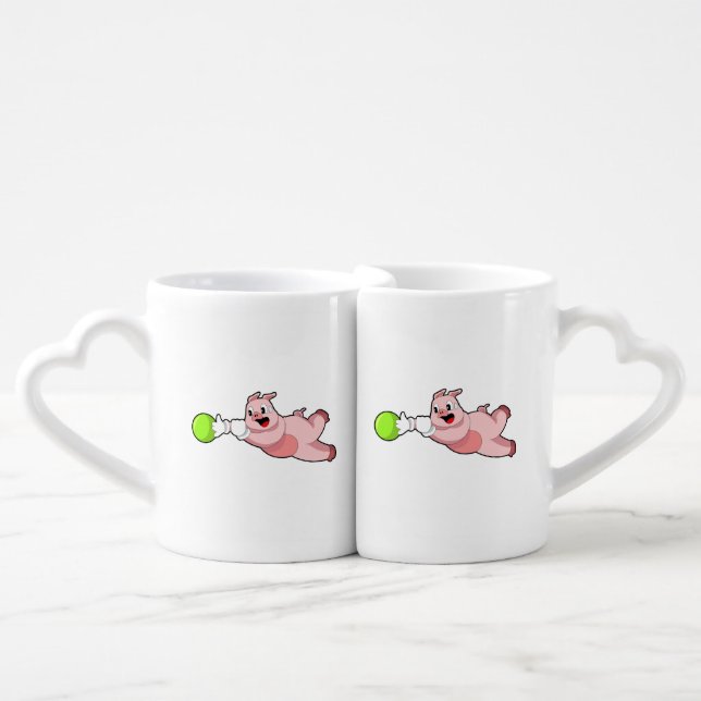 Pig Bowling Bowling ball Coffee Mug Set (Front Nesting)