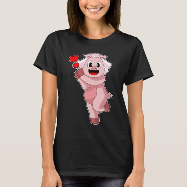 Pig Bride Heart Wedding T-Shirt (Front)