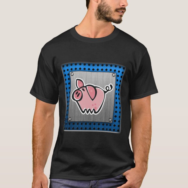 Pig; Brushed metal look T-Shirt (Front)