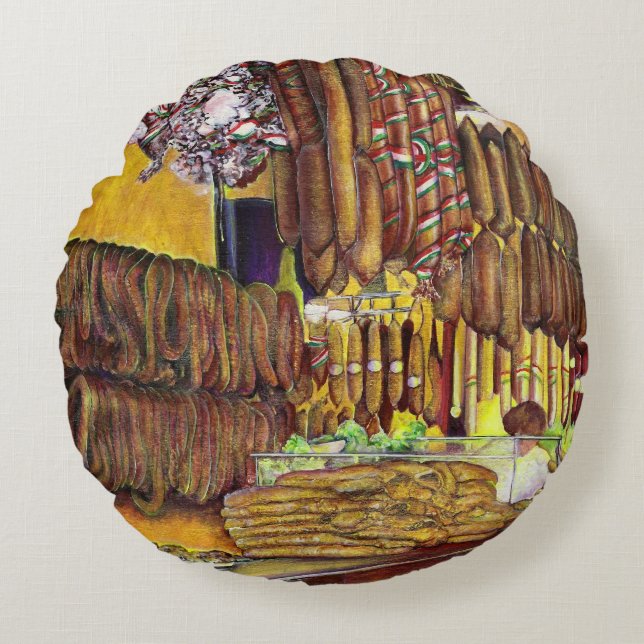 Pig, Budapest Round Pillow (Front)