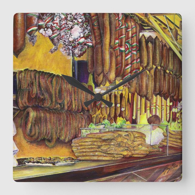 Pig, Budapest Square Wall Clock (Front)