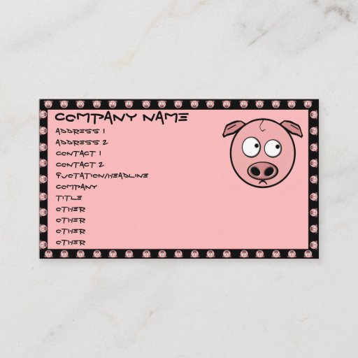 Customizable Pig Business Cards
