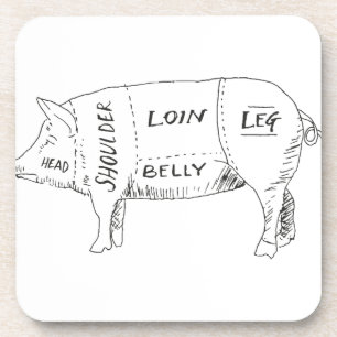 Pig Butcher Chart (2) Beverage Coaster