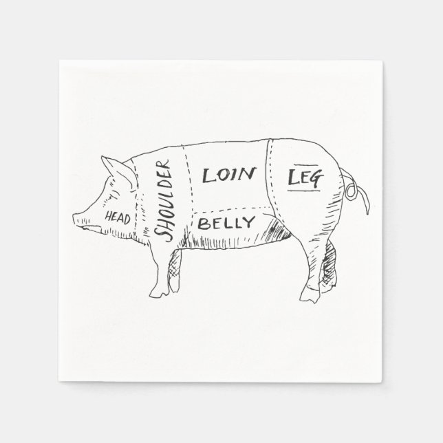 Pig Butcher Chart (2) Napkins (Front)