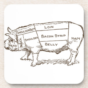 Pig Butcher Chart (3) Beverage Coaster