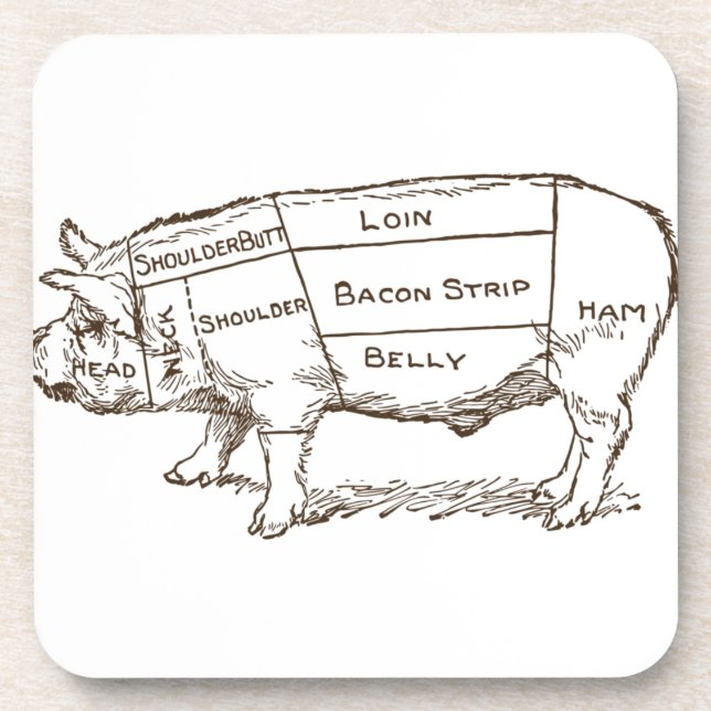 Pig Butcher Chart (3) Beverage Coaster (Front)