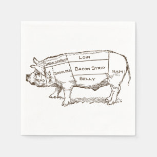 Pig Butcher Chart (3) Napkins
