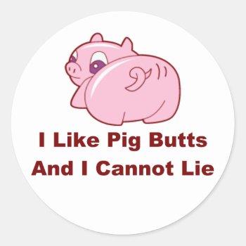 Pig Butts Classic Round Sticker by ThePigPen at Zazzle